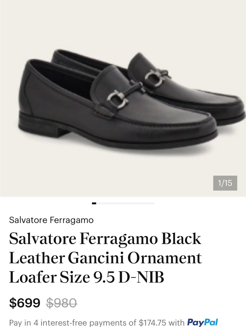 Salvatore Ferragamo Black Leather Gancini Bit Loafers